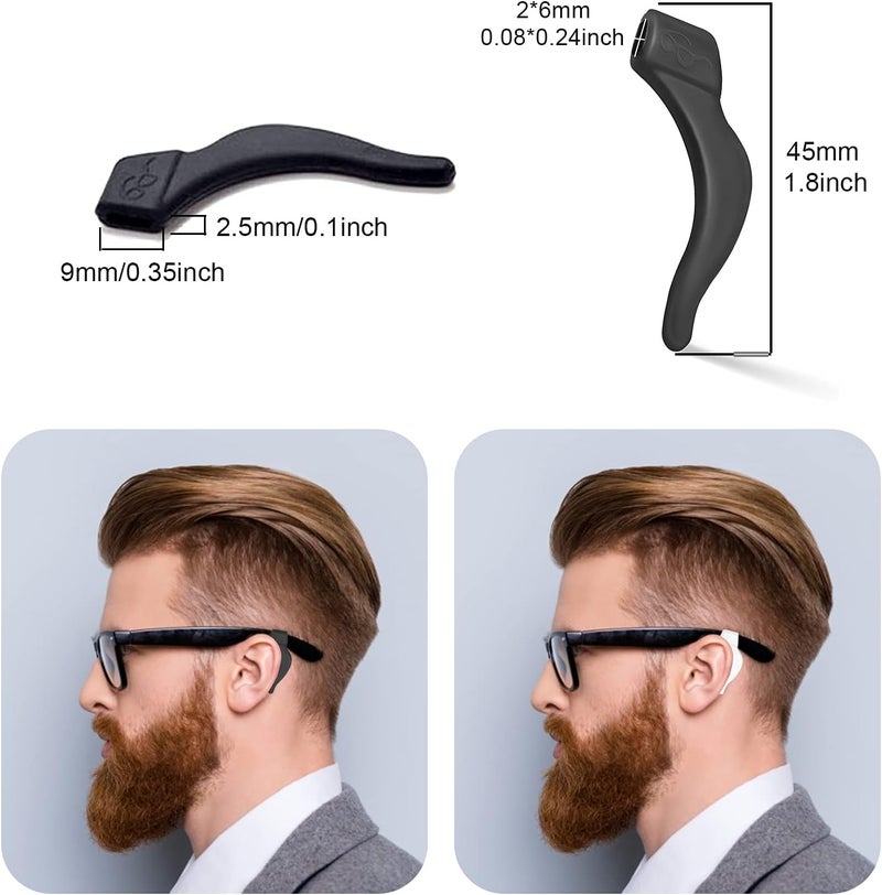 topstart Store 20 Pairs Eye Glasses Ear Grippers, Anti-Slip Glass Ear Hook Comfort Silicone Eyeglasses Ear Cushion for Behind the Ear for Glasses Sunglasses Reading Glasses Retainers for Kids Adults(Black) - Image 2
